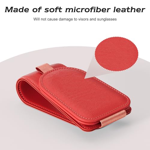 Image of Sotfamily Sunglass Holder for Car Visor, Suede Cloth Magnetic Sunglass Organizer for Car Accessories, 2 Packs, Black (Red)