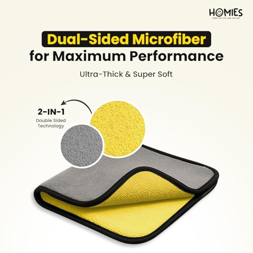 Image of Homies 500 GSM Microfiber Cleaning Cloth for Car, Bike & Home (4 pcs - 40x40 cms) - Super Absorbent, Lint-Free, Scratch-Free Wash, Dry & Detailing Towel- Multi-Color