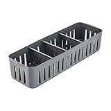 Simplify 4 Compartment Stackable Bin with Adjustable Dividers | Drawer Organizer | Storage Basket | Good for Office | Desk Supplies | Dorm |Bathroom | Accessories | Make Up | Grey