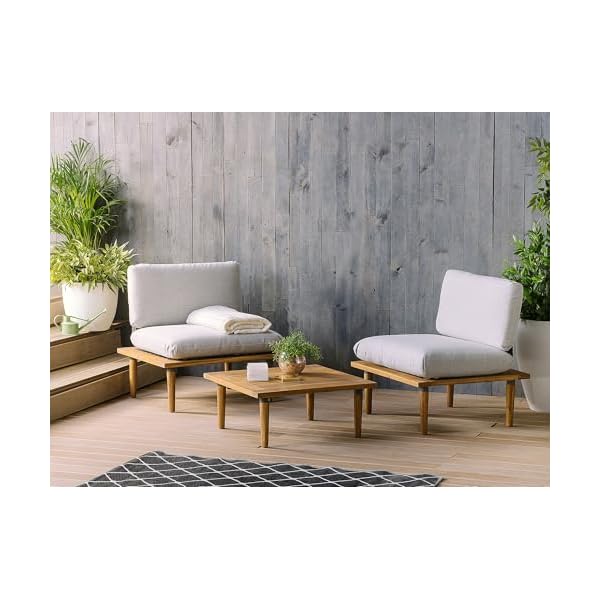 Beliani Lounge Set Frascati Akazienholz Hellgrau