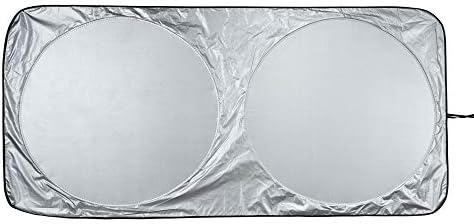 Amazon Basics UV Reflecting Foldable Front Windshield Sun Shade - 140 cm x 66 cm, 0.1-MM Thickness