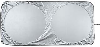 Amazon Basics UV Reflecting Foldable Front Windshield Sun Shade - 140 cm x 66 cm, 0.1-MM Thickness