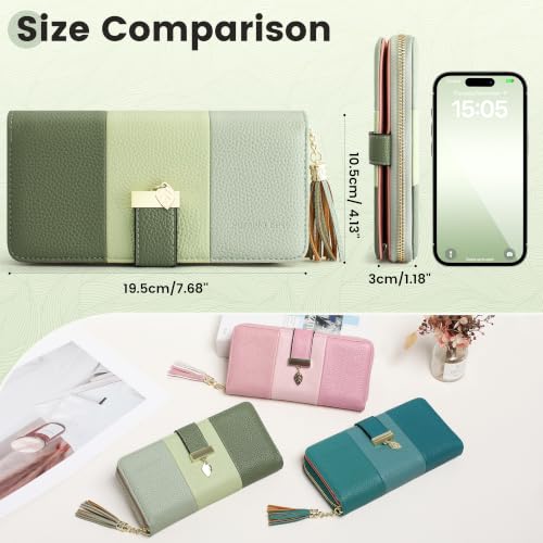 Image of Pomelo Best Womens Wallet RFID Blocking Bifold Multi Card Slots | Large Capacity, 12 Card Slots, Id Window, 3 Compartment, 2 Bill Hoder, Phone Compartment, Zipper Coin Pocket, Soft Leather