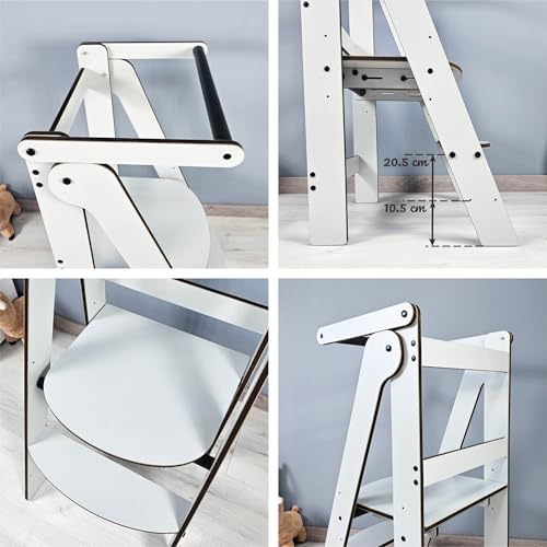 Miniatura 7 de Torre De Aprendizaje Montessori Gris Compacta, Torre De Aprendizaje Evolutiva Niños, Escalera 2 Peldaños, Escalón Infantil, Taburete Infantil, Personalizable Con Nombre, Hecho A Mano