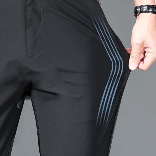 Men's High Stretch Straight Fit Pants, Black Slim Fit Dress Pants with Stretch for Formal & Business3