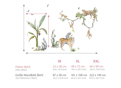 Grandora XXL zestaw naklejek na ścianę safari, drzewo, zwierzęta, tatuaż ścienny do pokoju dziecięcego DL768-5