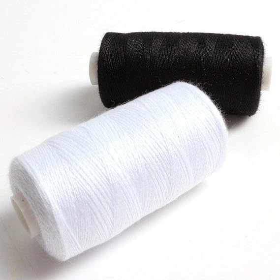 Hand Sewing Thread 800M Strong and Durable Sewing Threads for Clothes Sewing Accessories White Black with 3 Pcs Steel Sewing Needle (Black & White)