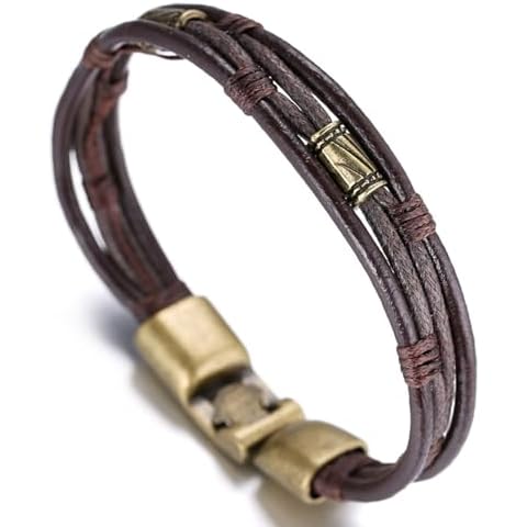 HALUKAKAH ● Retro ● Men's Leather Bracelet Vintage Style 8.66In/22cm Cover
