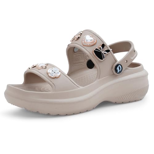 Image of DOCTOR EXTRA SOFT Women's Metallic Charms Fashion Slippers /Sandals With Adjustable Back Strap|Comfortable|Lightweight|Stylish & Anti-Skid|Waterproof Casual Beach Slides Mules Girls & Ladies D-533