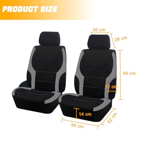 JNNJ 4 Stück Autositzbezüge Kompletter Satz, Mesh Vorderseite Autositzabdeckungen, Airbag-kompatibler Autositzabdeckungen, Ideale Passform & Perfekter Schutz Für Autositze(Grau)
