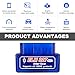 KVAEY OBDII Car Auto Diagnostic Scanner, ELM327 Automotive Bluetooth Scan Tool and Code Reader, Professional Car Bluetooth Engine Fault Code Reader, Universal Car Accessories (1 PCS)