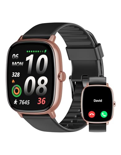 Image of Smart Watches for Men Women with GPS Built-in, Answer /Make Calls, 1.95 inch Smartwatch for iPhone /Android Phones, Fitness Watch with Heart Rate /Sleep Monitor 100+ Sports Modes Waterproof (Black /Gold)