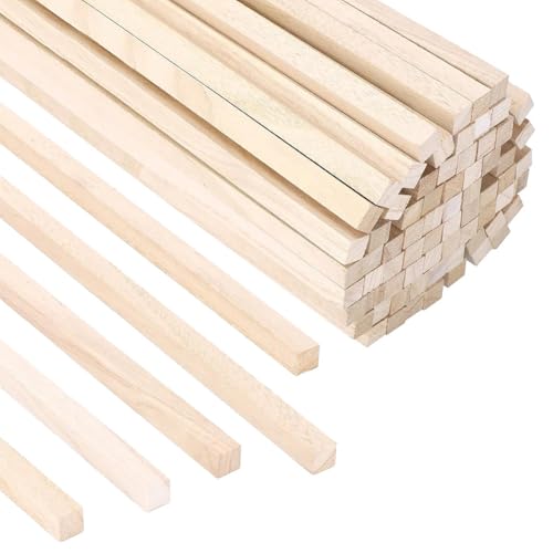 Recopilación de Madera sin acabado Top 5. 48 Heeucnon - 70 varillas de madera de balsa de 1/2 pulgadas x 12 pulgadas, varillas cuadradas de madera de balsa sin acabar tiras de madera para manualidades