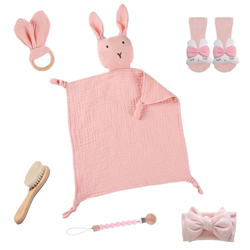 Set de regalo para bebé 6 en 1, Regalo Bebe Recien Nacido, regalo para Niños y Niñas bebé, regalos para bebé con edredón de conejo, calcetines, cepillo, mordedor, regalo para baby shower (A) Set de regalo para bebé 6 en 1, Regalo Bebe Recien Nacido, regalo para Niños y Niñas bebé, regalos para bebé con edredón de conejo, calcetines, cepillo, mordedor, regalo para baby shower (A)