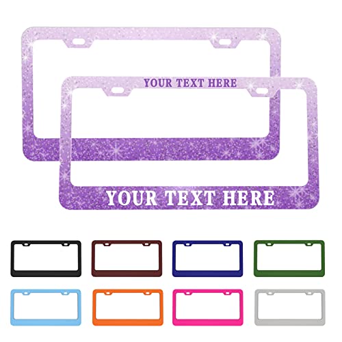 2 Pack Custom Personalized License Plate Frame Make Your Own License Plate Frame with Text Customized Aluminum Car Tag Holder 6.3x12.3
