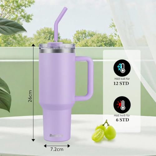 BuildLife 40oz Thermobecher to Go,Thermobecher mit Strohhalm und Griff,Doppelwandiger Isolierter Edelstahl Auslaufsicher Trinkbecher… – Ansicht 3