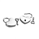 YEHAM Double Mini Heart Shaped Padlock and Key for Lover (Pack of 2, Silver)
