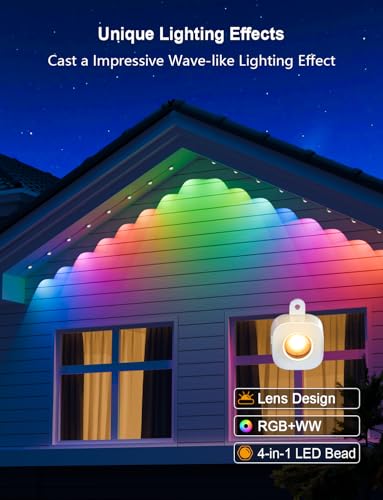 ANGELHALO Permanent Outdoor Lights, 100ft Smart Outdoor Lights with 72 LED Lights, Cool/Warm Eaves Lights IP65 Waterproof for Christmas, Halloween, Party, Compatible with Alexa, Google Assistant
