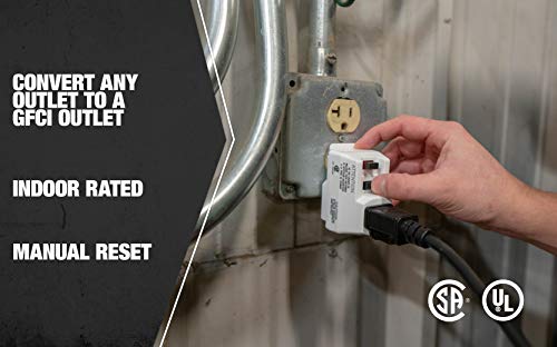 Woods 14650006-6 Shockshield White Gfci Plug With Surge Protection, Prefect For Power Tools, Portable Compact Size, Prevents Unmonitored Equipment Startup, Ideal For Indoor Use, 120V/15A #TOP2