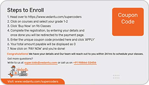 Vedantu Super Coders-Grade-1 and 2-Introduction to Game designing-96 Live 1:1 Online Coding Classes (Activation Key Card) - Image 3