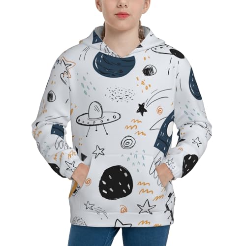 Cartoon Planets Kids Pullover Hoodies Boys Sweatshirts Girls Athletic Clothes with Pocket