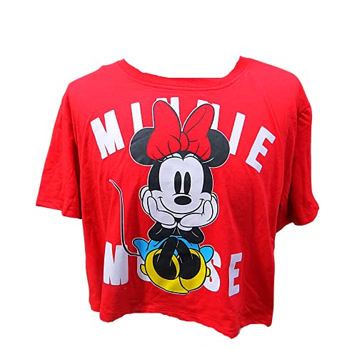 Disney Junior Minnie Mouse Sitting Crop Top, Shirts for Girls, Red