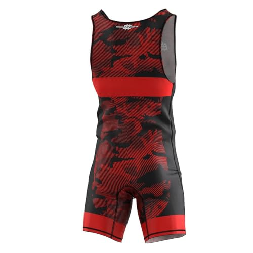 Extreme Hobby Justaucorps de Lutte pour Hommes Havoc Combinaison de Lutte Professionnelle, vêtement de Lutte, Singlet de Lutte pour Hommes, Couleur: Rouge, Taille: M – vue 3