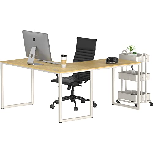 SHW Mission 55 x 60 Inches L-Shape Home Office Computer Desk, Oak - Thumbnail 6