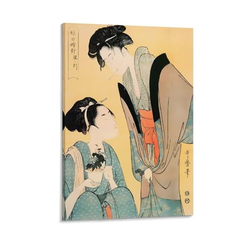 喜多川歌麿 浮世絵師 ウサギの時刻 和風 ポスター ウォールアート 部屋飾り 絵画 ベッドルーム リビング 壁の絵12x18inch(30x45cm)