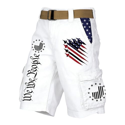 Short à bretelles jean patriotique homme avec système de taille réglable