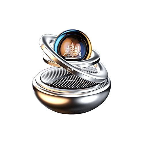 Image of Riloer Car Aromatherapy Diffuser, Car Air Fresh Device, Car Aroma Ring Ornament, Car Decoration Accessories, Rotating Car Perfume Solar Energy Car Aromatherapy, Gold
