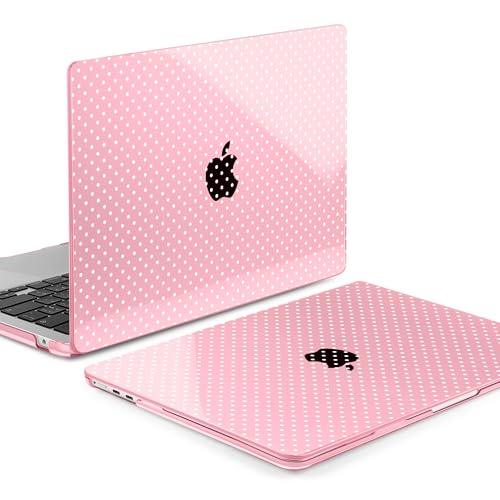 Image of MEEgoodo for M5 /M4 /M3 /M2 MacBook Air 15 inch Case 2026 2025 2024 2023, Case Fit Model (A3448 /A3241 /A3114 /A2941) for MacBook Air 15.3 inch, Cherry Blossom Pink&Polka Dots