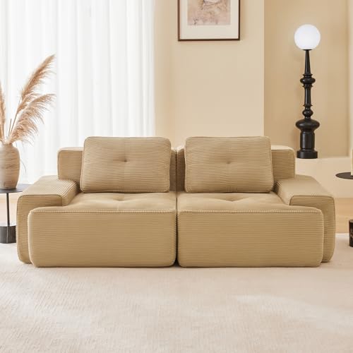 Image of Corduroy Modular Sectional Sofa, Oversized Cloud Couches for Living Room