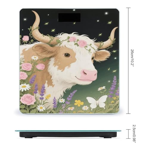 Báscula digital para baño con diseño floral y vidrio templado miniatura 2