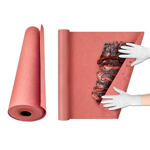 Pink Butcher Paper Roll for Smoking Meat - 30.5 cm x 60 Feet Unbleached Food Grade BBQ Wrapping Paper for Brisket Grilling Barbecue Oven & Pit Smoker Use.