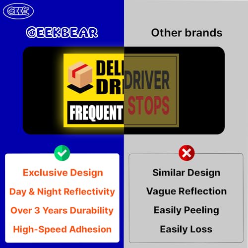 Image of GEEKBEAR Delivery Driver Car Magnet - Eye-Catching, Reflective, Weather-Resistant - Set of 3 (Yellow)