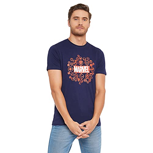 Image of Marvel Avengers by Wear Your Mind Men Round Neck Short Sleeves Knitted T-Shirt
