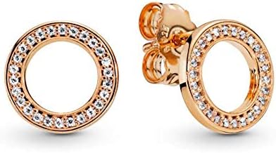 Baobei silver earrings sets for women, 2 pairs rose gold Sterling Silver Zirconia round Stud Earrings Sets for girls, open circle Studs earrings, friendship birthday gift, jewellery gifts for women