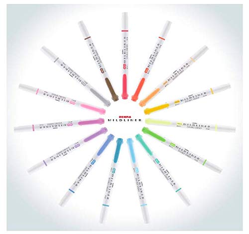 Mildliner, Marca Texto Zebra Mildliner, Pack com 15 unidade, (Estoque no Brasil- sem risco de tribut