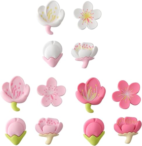 12 imanes decorativos flor de sakura 3D rosa