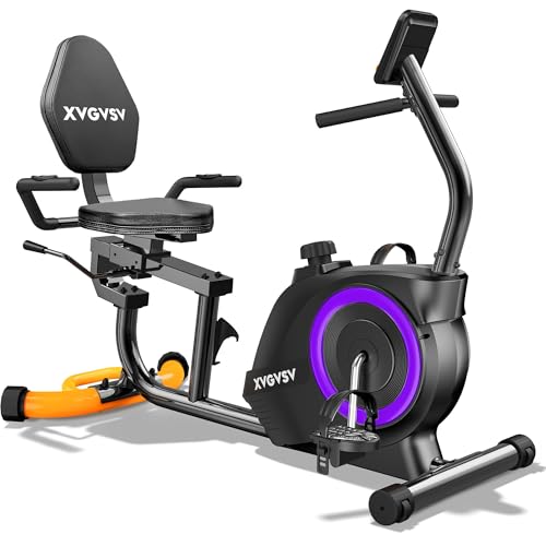 Recumbent Exercise Bike for Home Use, Quiet Recumbent Stationary Bikes for Adults & Seniors, 16-Level Resistance, Adjustable Seat, Supports 400LB, Pulse Sensors & LCD Display