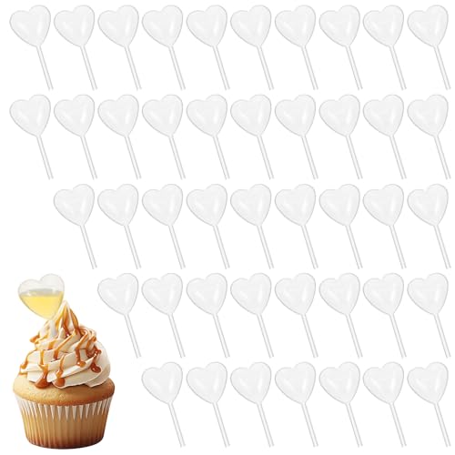 100Pcs 4Ml Heart Style Cupcakes Pipettes, Clear Transfer Liquid Dropper Pipettes, Plastic Pipettes Kitchen Supplies, Injector Mini Pipet for Chocolate, Strawberries Cupcakes, Mini Cakes, Waffles