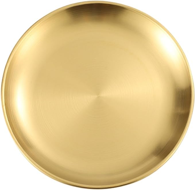 Amazon｜トレイステンレス 丸型 シルバー お盆 丸盆 お盆 カフェトレー