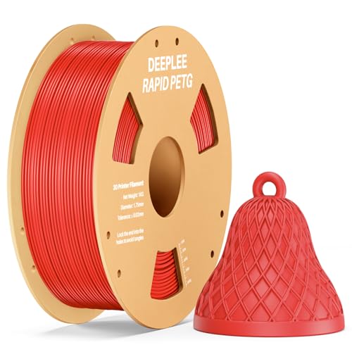 DEEPLEE Rapid PETG Filament 1.75mm Red 1KG, 3D Printer Filament Good Impact Resistance, High Speed Filament Material Speed Up to 600mm/s Fit for Most FDM 3D Printers