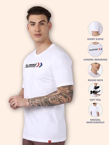 Image of hummel Ombi Round Neck Cotton Rich Half Sleeve Solid Regular fit Cottonpoly T-Shirt for Men Comfortable Soft Breathable Fabric Stretchable for Everyday Use Ideal for Casualwear