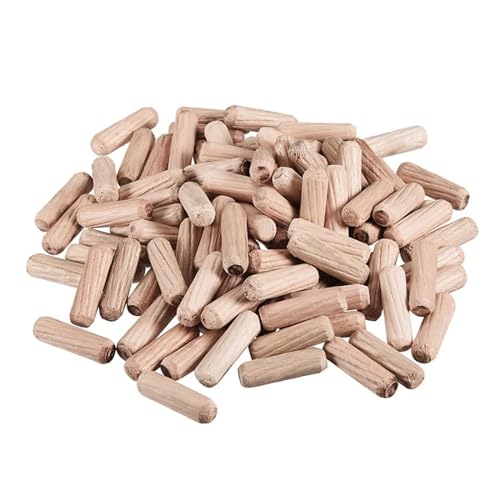 CTRSM Wooden dowels， 100pcs Pins M6/8/10 Dowels Wooden Kiln Drying Fluted Bevelled Hardwood For Constructing Wood Joints For Furniture,Carpenter(6 x 20mm)