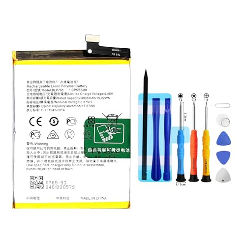 Vvuilsty BLP765 - Batería de repuesto para Oppo A96 4G CPH2333, batería recargable de 0 ciclos, compatible con Oppo A96 4G CPH2333 con kits de herramientas de reparación