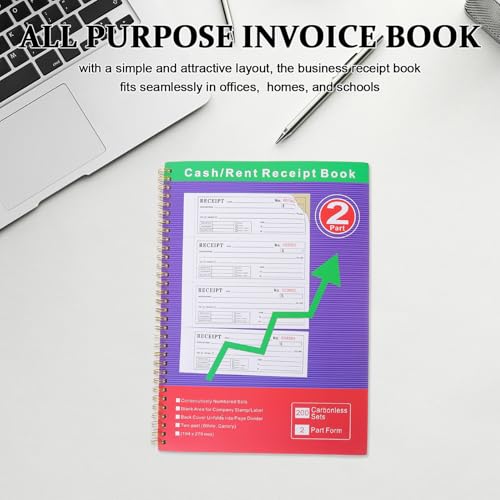 Libro de recibos comerciales de 200 juegos con copia para control de caja 7