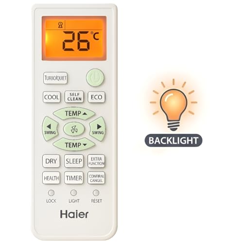 Image of K2 Remotes Compatible for Haier Twin /Dual Inverter Split AC Controller - 1.5 Ton AC | LCD Display with Backlight | Replacement Remote | 5 Year Warranty | Exact Match Required