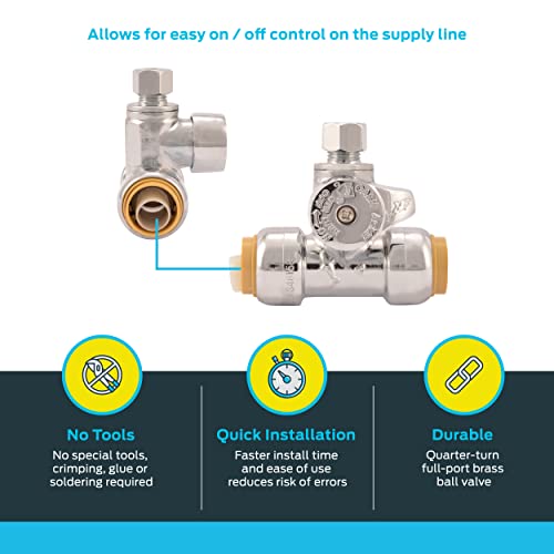 Sharkbite 1/2 X 1/2 X 1/4 Inch Compression Tee Stop Valve, Push To Connect Brass Plumbing Fitting, Pex Pipe, Copper, Cpvc, Pe-Rt, Hdpe, 24983A #TOP2